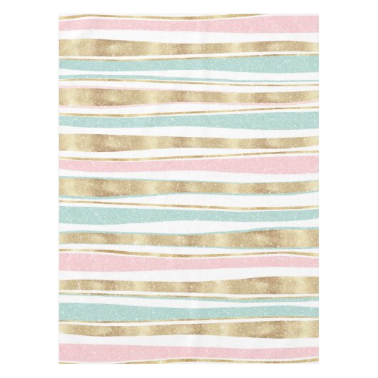 Cute Gold Stripes doodles roze design Tafelkleed (Voorkant)