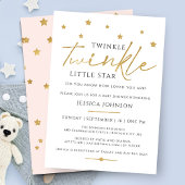 Cute Gold Twinkle Twinkle Little Star Baby shower Kaart