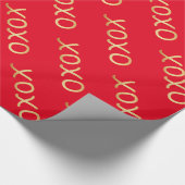 Cute Gold XOXO Pattern Valentijn Red Cadeaupapier (Hoek)