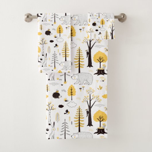 Cute Golden Bossen Scene Pattern Bad Handdoek (Insitu)