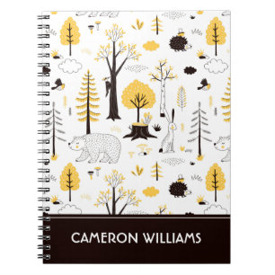 Cute Golden Bossen Scene Pattern Notitieboek