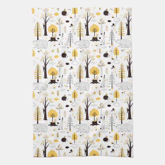 Cute Golden Bossen Scene Pattern Theedoek (Verticaal)