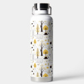 Cute Golden Bossen Scene Pattern Waterfles (Achterkant)