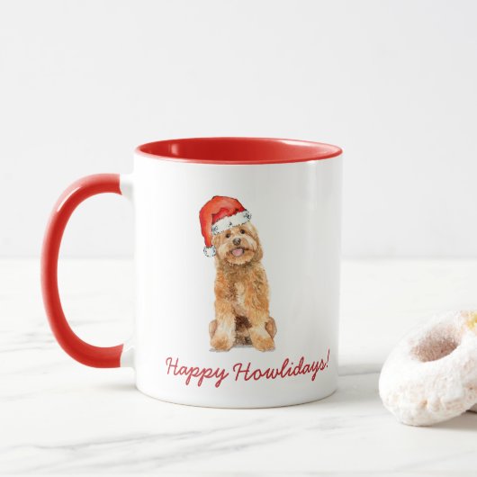 Cute Golden Doodle Dog Holiday Mok (Met donut)