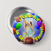 Cute Golden Festive Birthday Kat Ronde Button 7,6 Cm (Voorkant /achterkant)