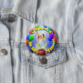 Cute Golden Festive Birthday Kat Ronde Button 7,6 Cm (In situ)
