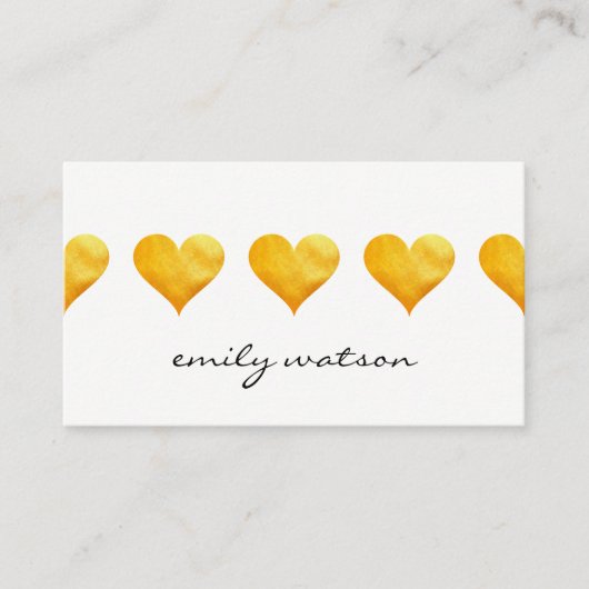 Cute Golden Hearts Visitekaartje (Voorkant)