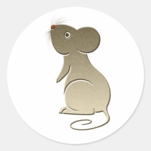 Cute Golden Mouse Ronde Sticker (Voorkant)