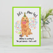 Cute Golden Retriever Anniversaire Fête Invitation (Debout devant)