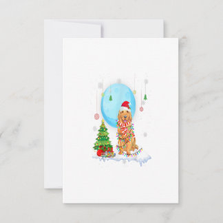 Cute Golden Retriever Christmas Dog Light Tree RSVP Kaartje