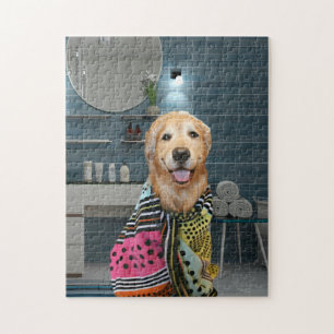 Cute Golden Retriever Dog in Bathroom Legpuzzel