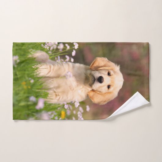 Cute Golden Retriever Dog Puppy Face Animal Foto Bad Handdoek (Handdoek)
