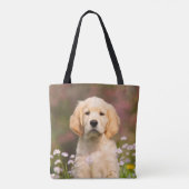 Cute Golden Retriever Dog Puppy Photo - op Shopper Draagtas (Achterkant)