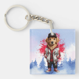 Cute Golden Retriever Fashion Tee Sleutelhanger