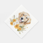 Cute Golden Retriever Floral Waterverf Puppy Dog Servet (Hoek)