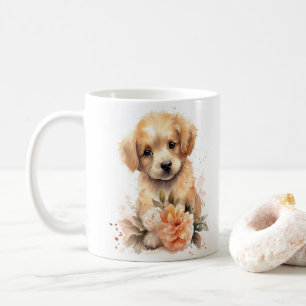 Cute Golden Retriever Gift Waterverf Puppy Dog Koffiemok