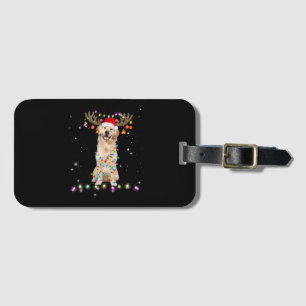 Cute Golden Retriever kerstlamour Reindeer Bagagelabel
