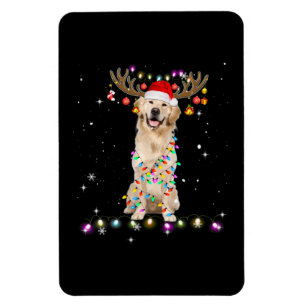 Cute Golden Retriever kerstlamour Reindeer Magneet