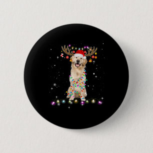Cute Golden Retriever kerstlamour Reindeer Ronde Button 5,7 Cm