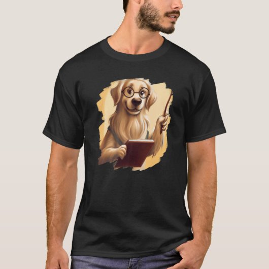Cute Golden Retriever lerarendocent School do T-shirt (Voorkant)