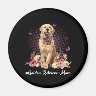 Cute Golden Retriever mama Flower Happy Moeder Magneet