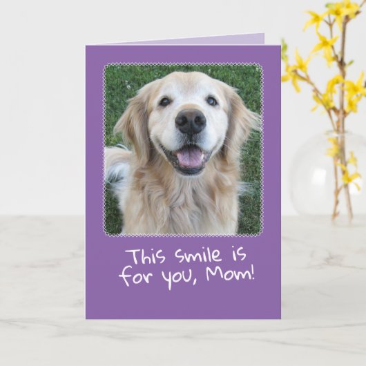 Cute Golden Retriever Moederdag Kaart (Gele Bloem)