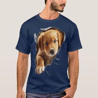 Cute Golden Retriever Puppy Dog die doorbreekt T-shirt