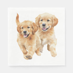 Cute Golden Retriever Puppy Waterverf Puppy Dog Servet