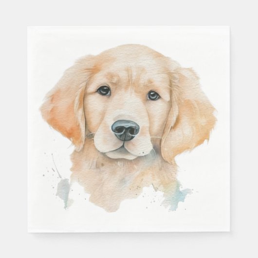 Cute Golden Retriever Waterverf Puppy Dog Servet (Voorkant)