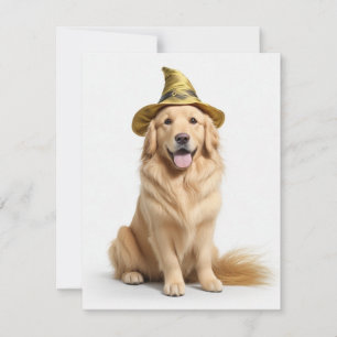 Cute Golden Retriever Witch Feestdagenkaart