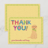 Cute Goldenle Fun Floral Letters   Bedankkaart (Voorkant / Achterkant)