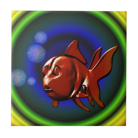 Cute Goldfish Abstracte Art Tile Tegeltje (Voorkant)