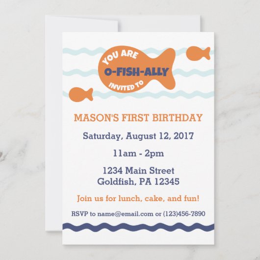 Cute Goldfish Birthday-uitnodiging Kaart (Voorkant)