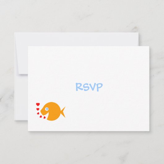 Cute Goldfish & Hearts Beach Wedding Carte RSVP (Devant)