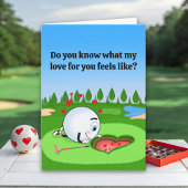 Cute Golf Ball Valentine's Day Kaart