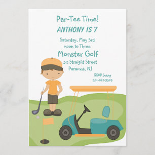 Cute Golf Boys Party Invitation Kaart