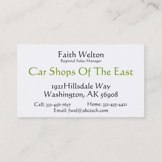 Cute Golf Cart Visitekaartje (Achterkant)