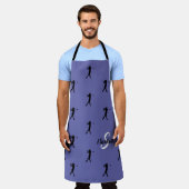 Cute Golfer Pattern Monogrammed Periwinkle Blue Ap Schort (Gedragen)
