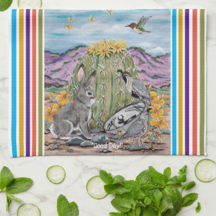 Cute Good Day Night Southwest Animal Desert Cactus Theedoek