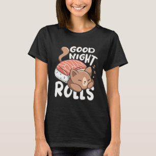 Cute Good Night Kat Sushi Pyjama's T-shirt