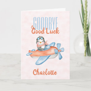 Cute Goodbye en Good Luck Waterverf Kaart