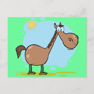Cute Goofy Brown Cartoon Horse Briefkaart
