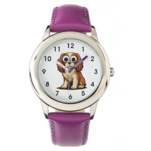 Cute Googly-Oog Puppies Illustratie Horloge