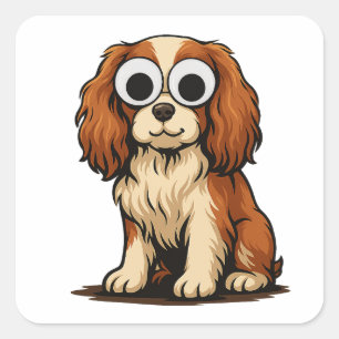 Cute Googly-Oog Puppies Illustratie Vierkante Sticker