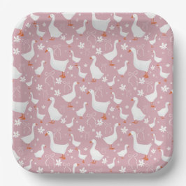Cute goose and bow paper plate papieren bordje