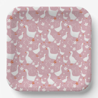 Cute goose and bow paper plate papieren bordje
