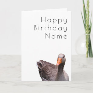 Cute Goose Funny Cartoon Art Deco Birthday Kaart