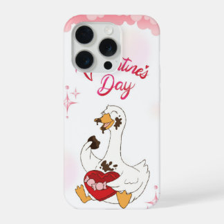 Cute Goose Valentine Chocolate Love Illustration iPhone 15 Pro Hoesje