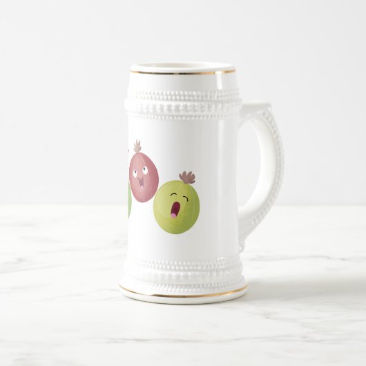 Cute gooseberry trio zingende cartoon bierpul (Voorkant rechts)