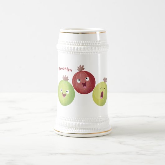 Cute gooseberry trio zingende cartoon bierpul (Center)
